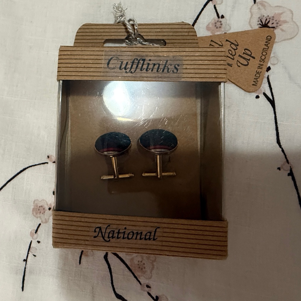 NWT National Cufflinks with Tartan Design
